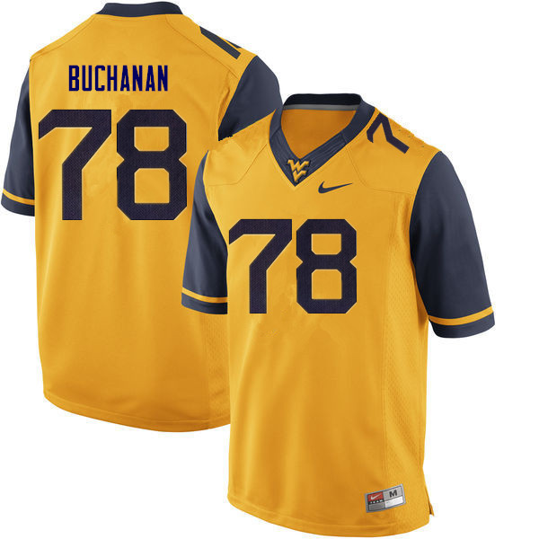 NCAA Men's Daniel Buchanan West Virginia Mountaineers Gold #78 Nike Stitched Football College Authentic Jersey YD23G86IC